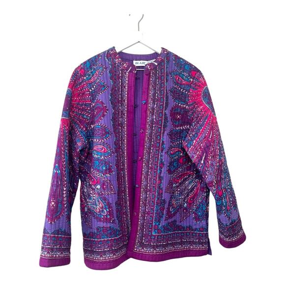 Vintage Blair Reversible Quilted Jacket Purple Paisley Boho Print XL - Picture 4 of 8